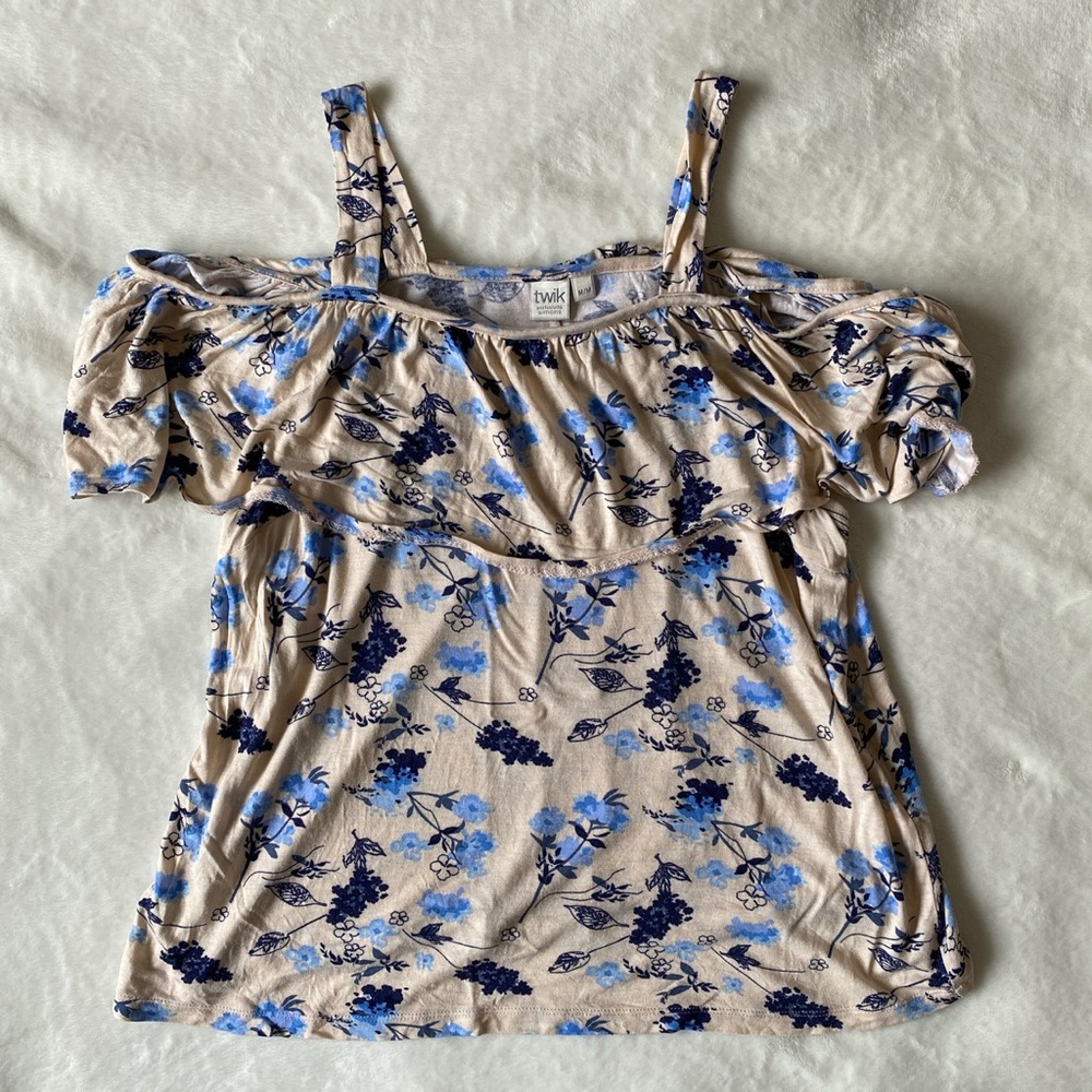 Twik Floral Cold Shoulder Top